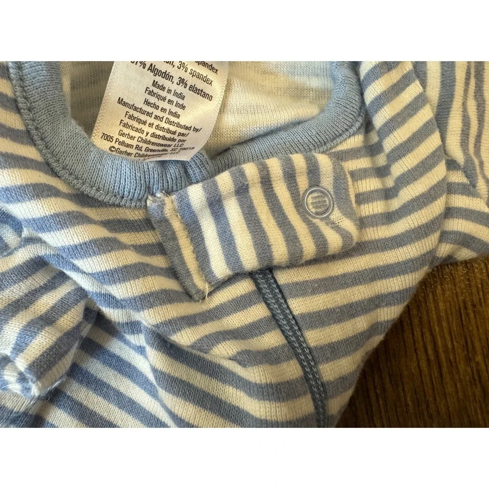 Gerber Preemie Baby Boy Sleeper Zipper Outfit Romper Pajamas Clothes Blue Stripe